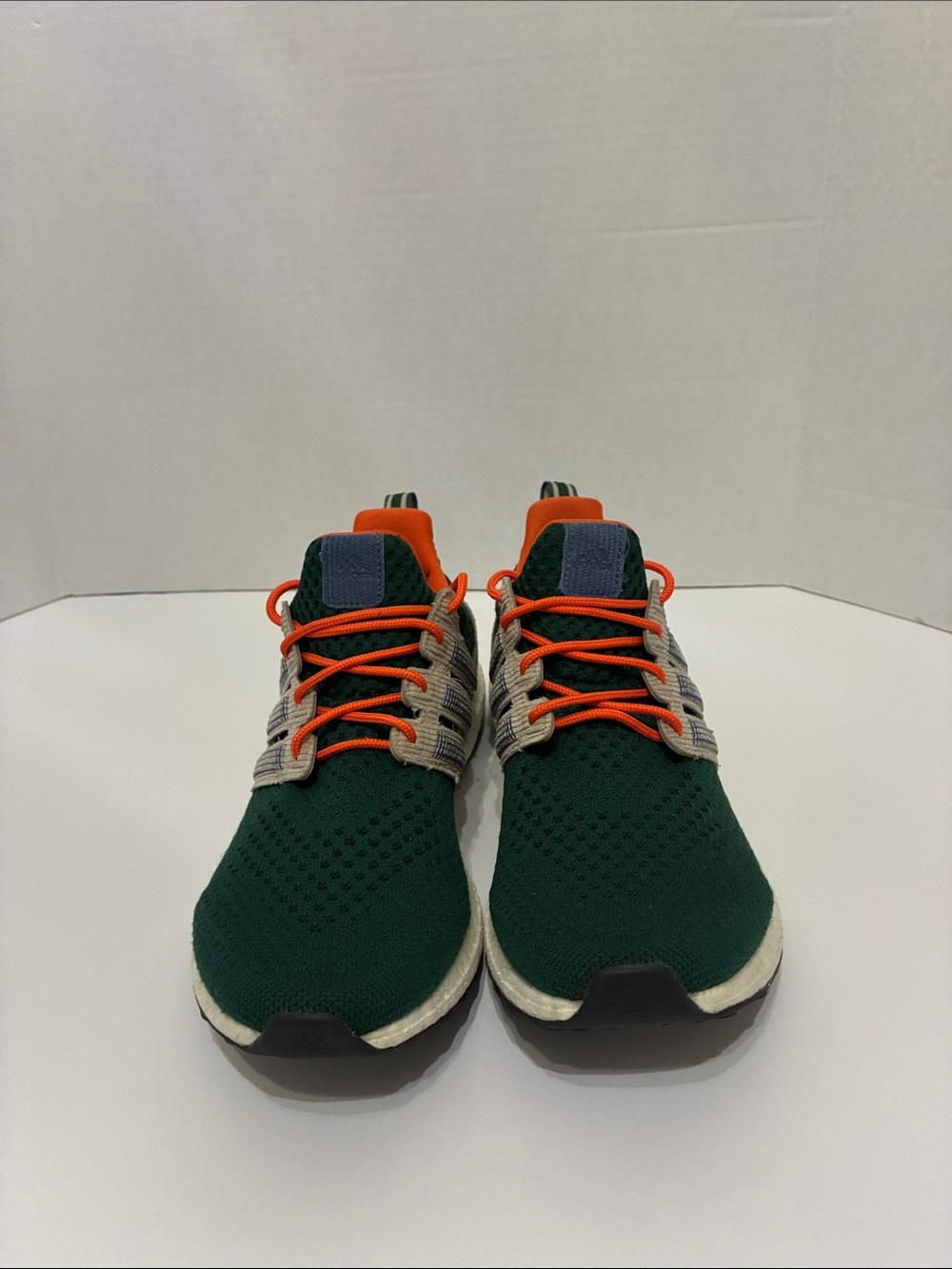 adidas Men's Green Knit Runners with Orange Laces